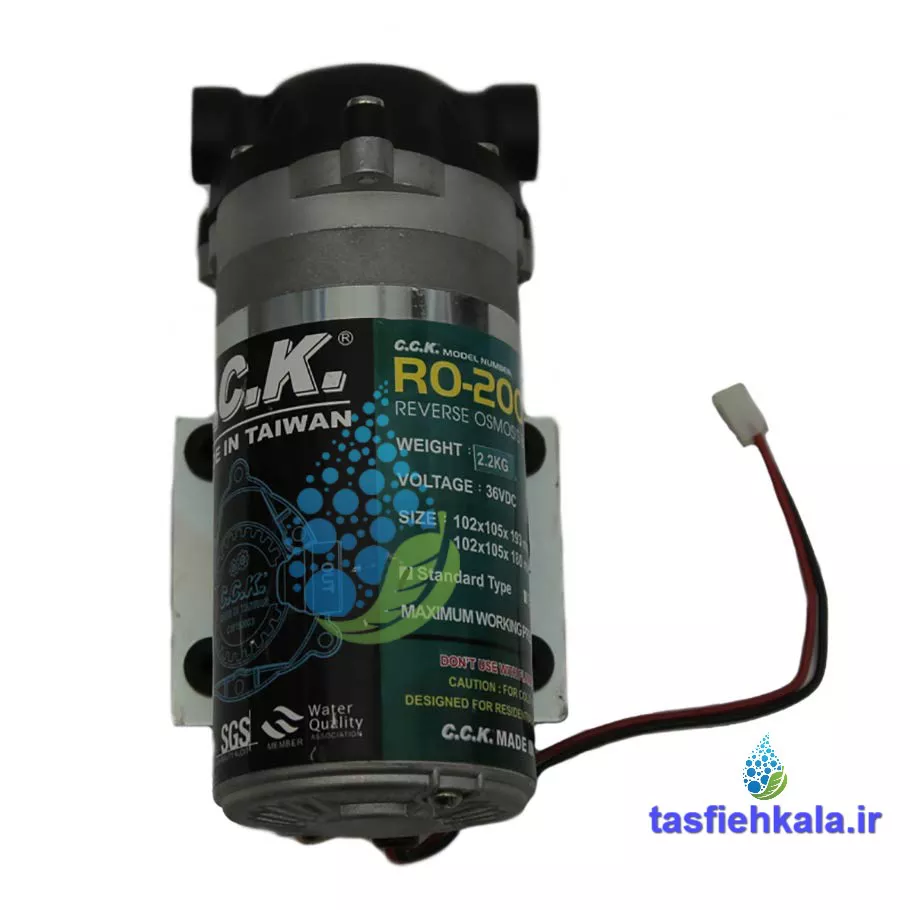 RO-pump-cck-R-200-36V-1 پمپ تصفیه آب نیمه صنعتی 36 ولت سی سی کا تایوان مدل RO-200
