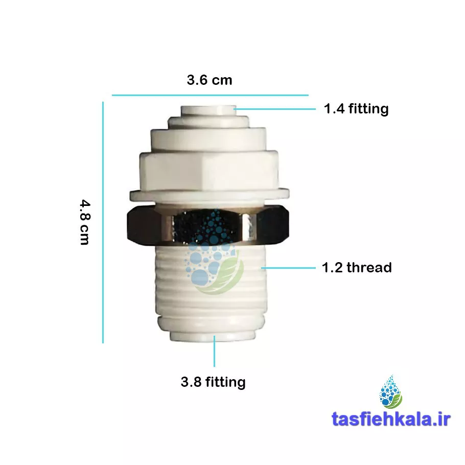 بالک هد سه هشتم به یک چهارم فیتینگی وسط رزوه یک دوم نیمه صنعتی